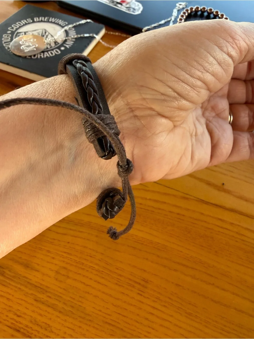Men's Braided Leather Cord Bracelet - Black